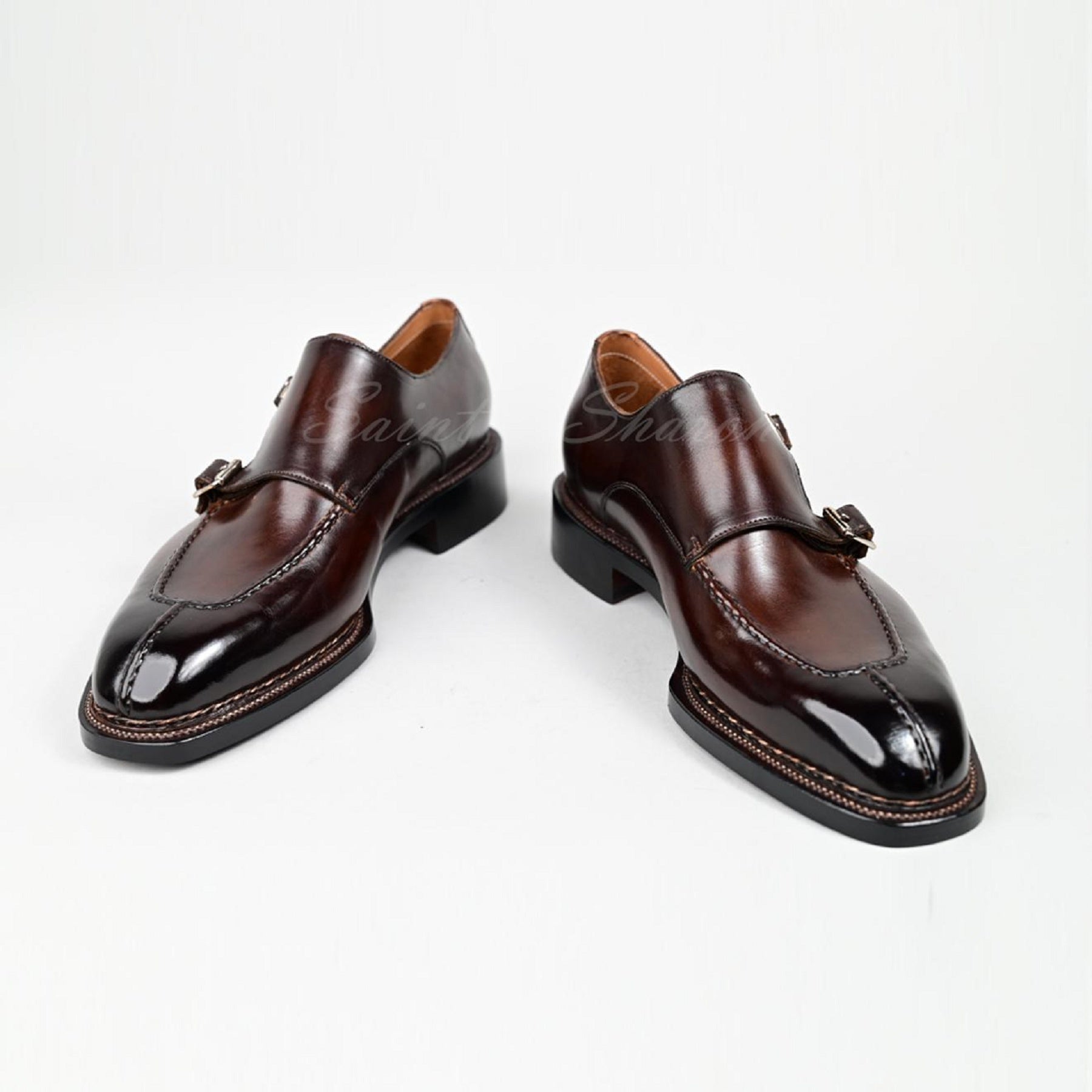 VSong MTO Brown Norwegian Double Monkstraps Shoes