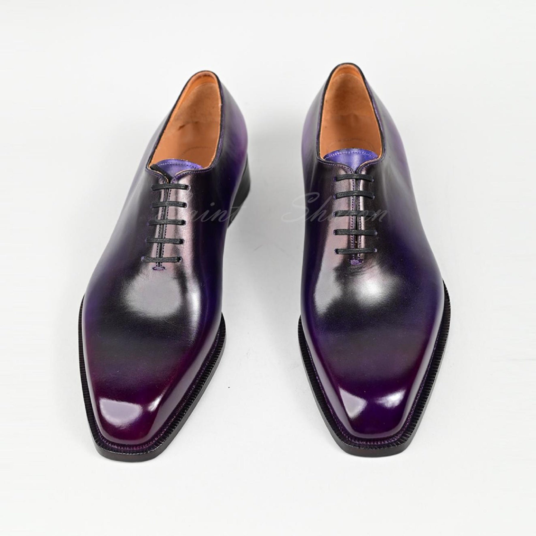 VSong Purple Oxfords Cap Toe Shoes Wedding Shoes for Men