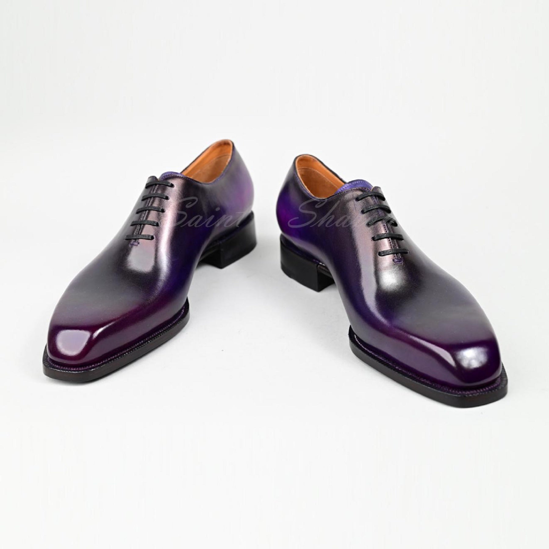 VSong Purple Oxfords Cap Toe Shoes Wedding Shoes for Men