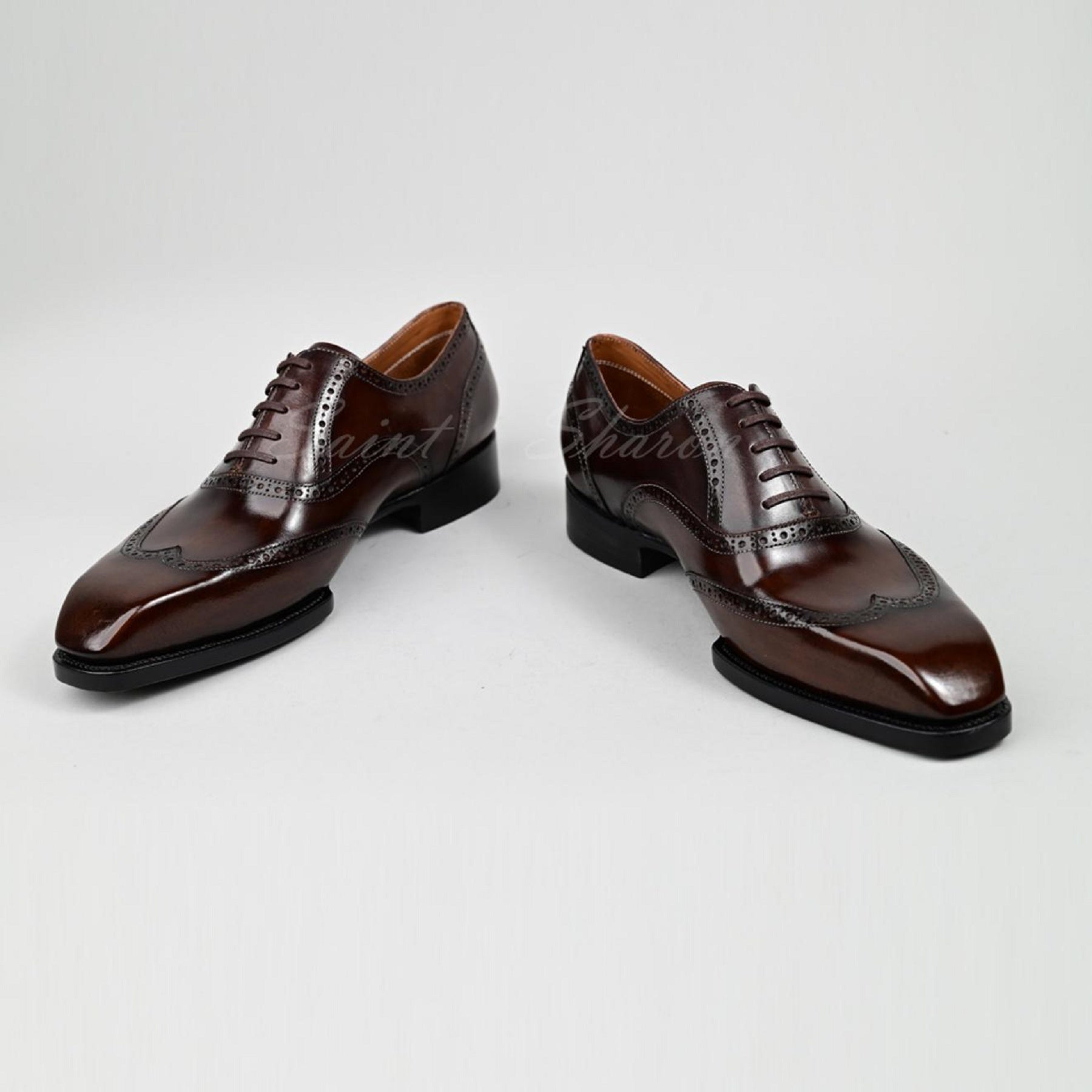 VSong Brown Oxfords Shoes Wingtip Leather Men Dress Shoes