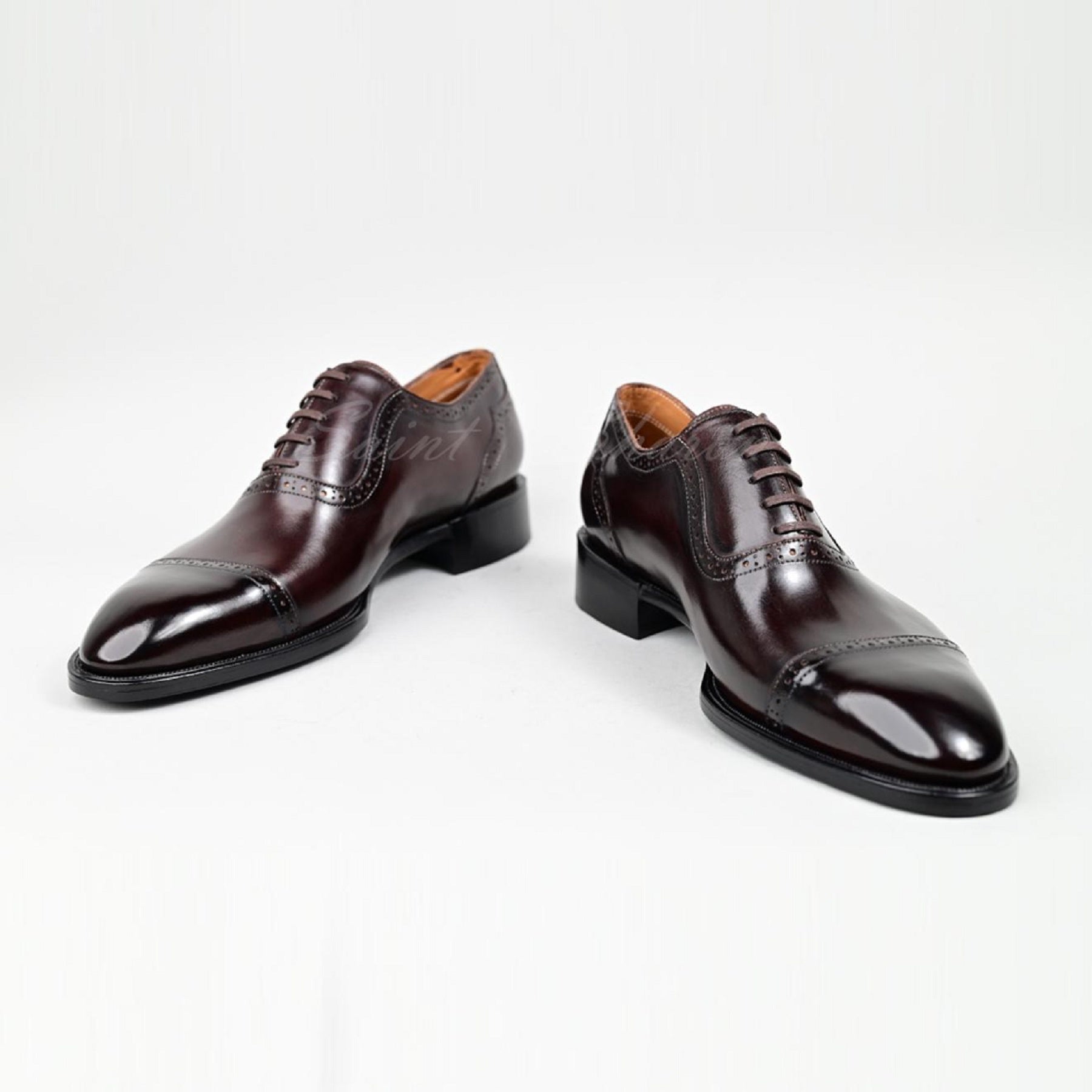 VSong Brown Oxfords Shoes Cap Toe Handsewn Goodyear Welted Business Shoes