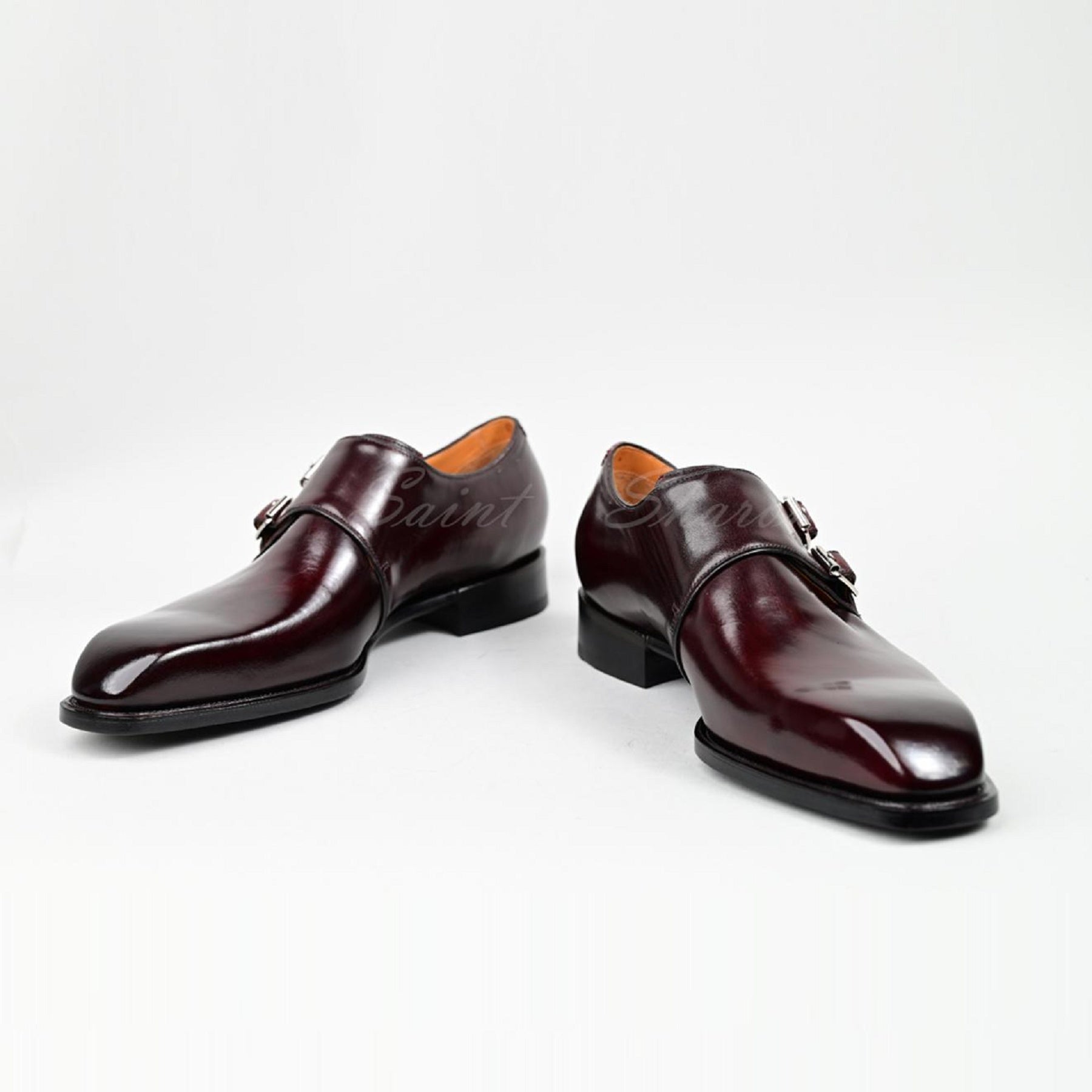 VSong Burgundy Double Monstraps Shoes Prom Men Dress Shoeses