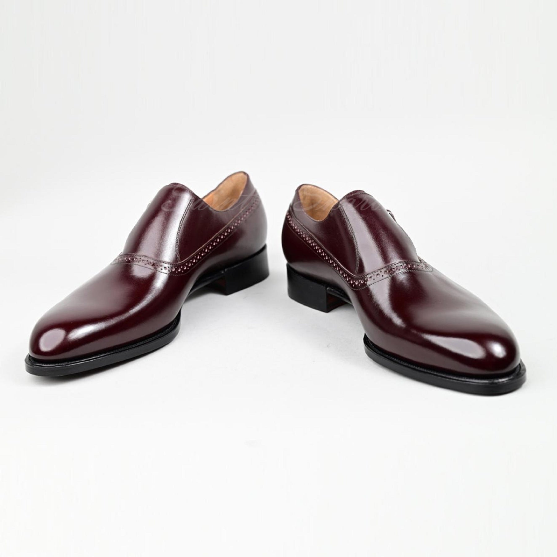 VSong Burgundy Single Monkstraps Shoes Cap Toe Wedding Groom Shoes