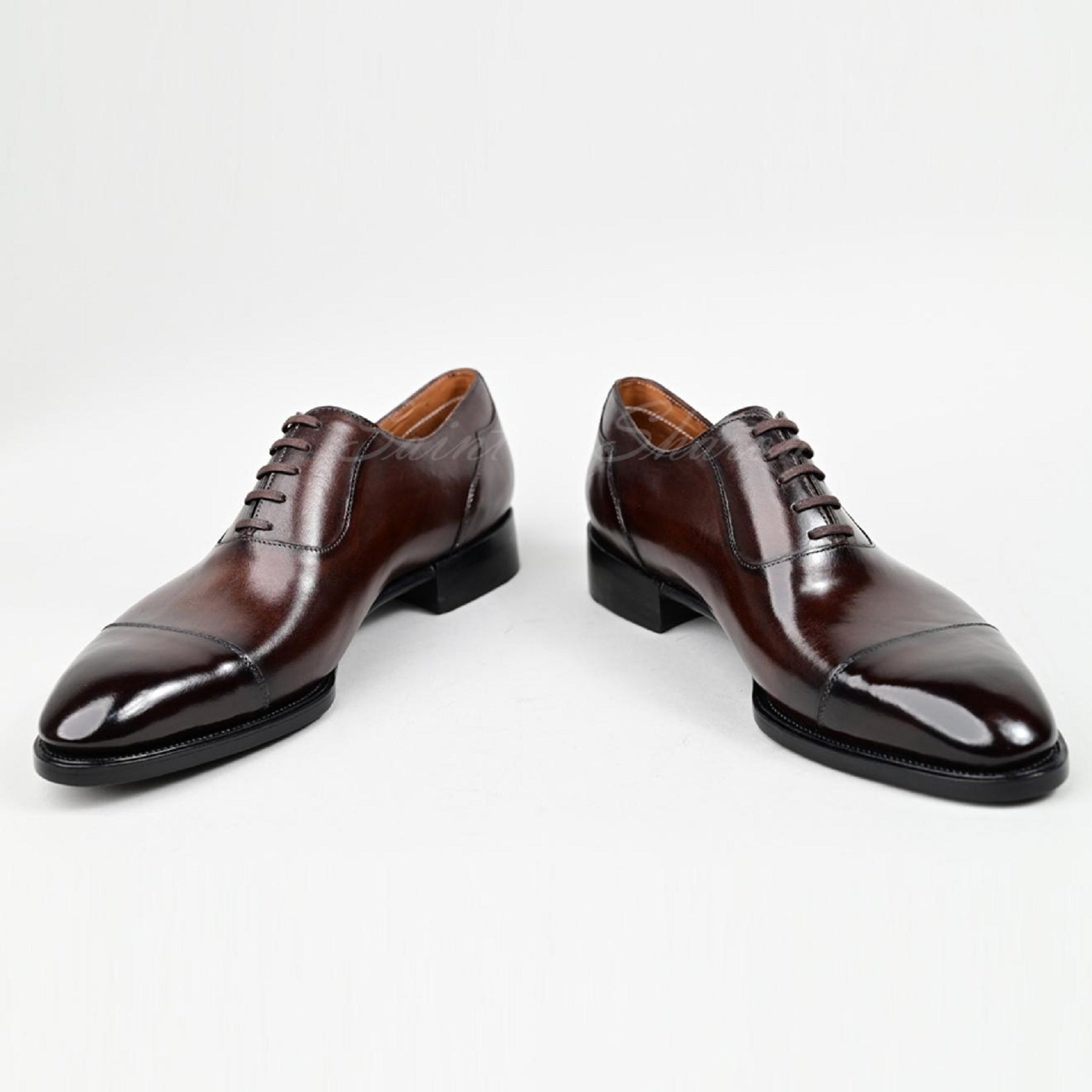 VSong Brown Oxfords Shoes Cap Toe Genuine Leather Dress Shoes