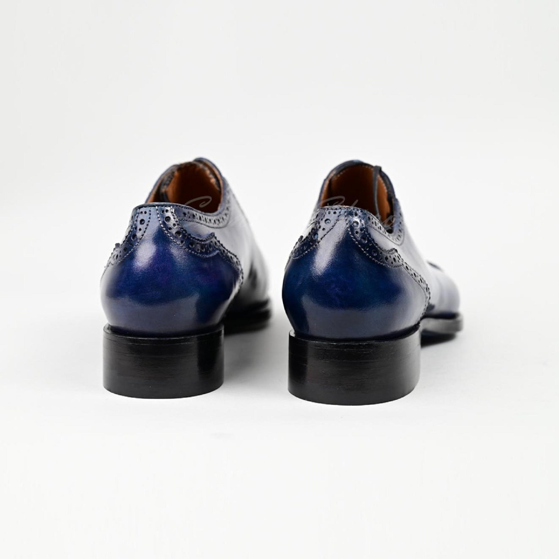 VSong Blue Formal Oxfords Shoes Cap Toe Mens Social Shoes