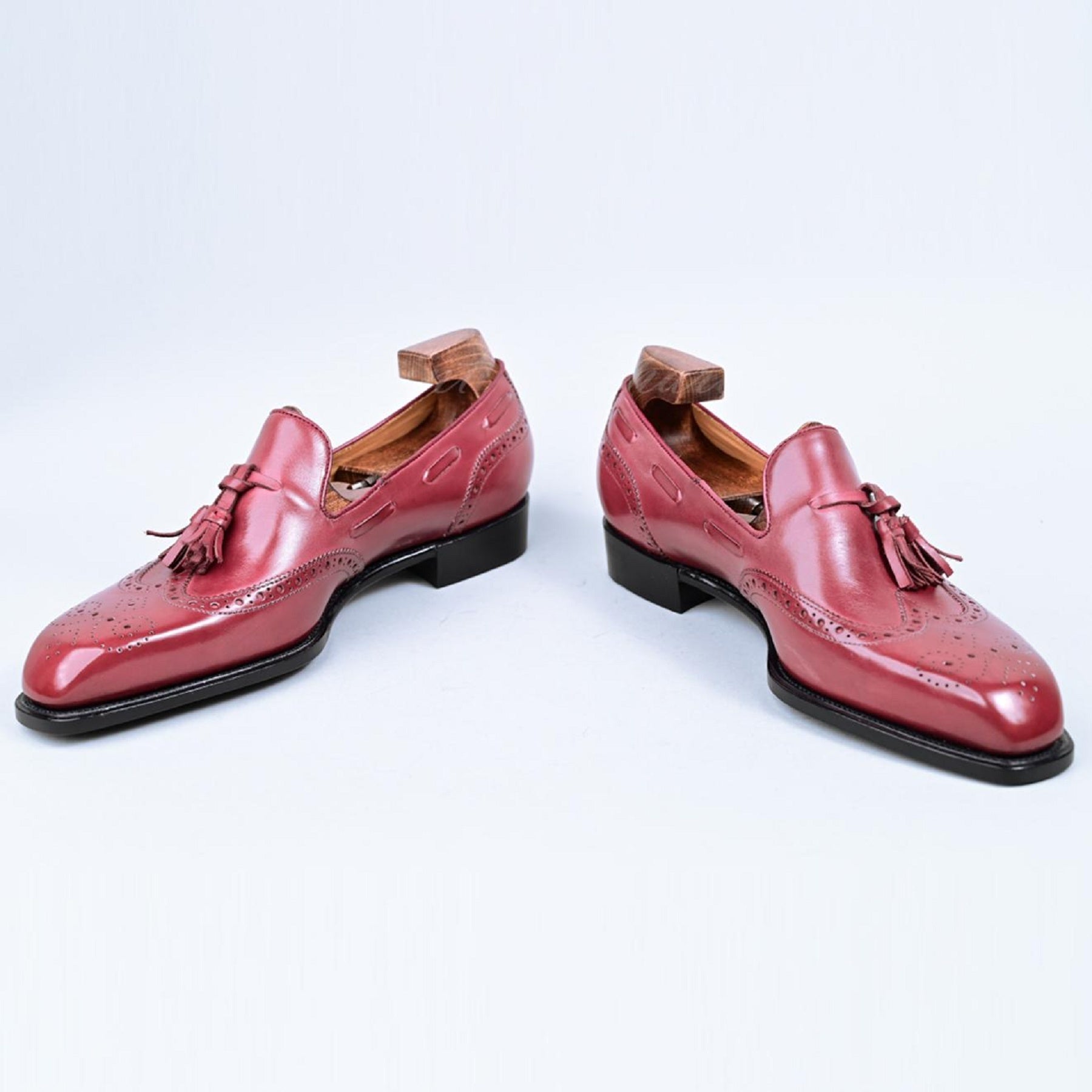 VSong MTO Mens Tassel Loafer Pink Shoes