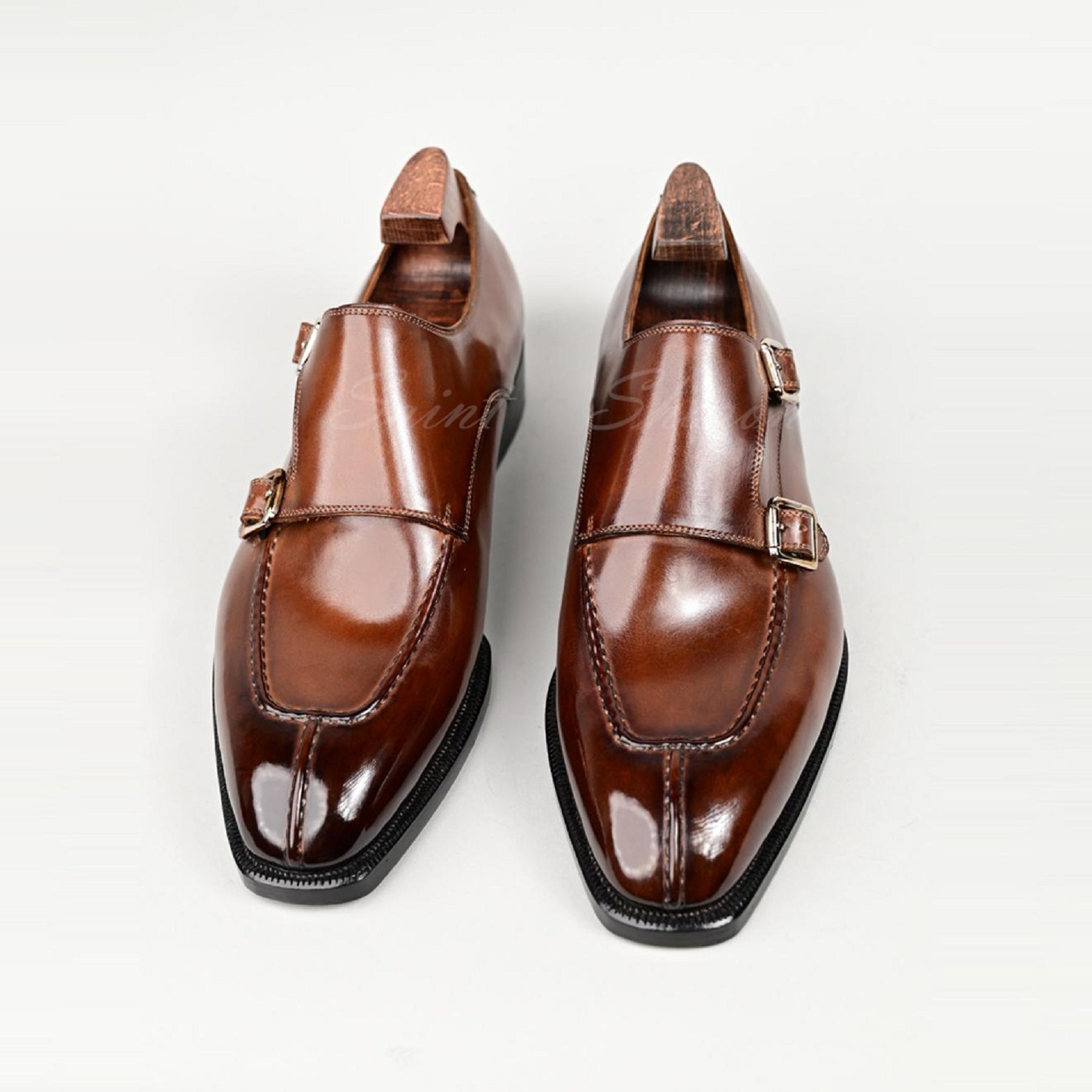 VSong MTO Brown Double Monkstraps Shoes