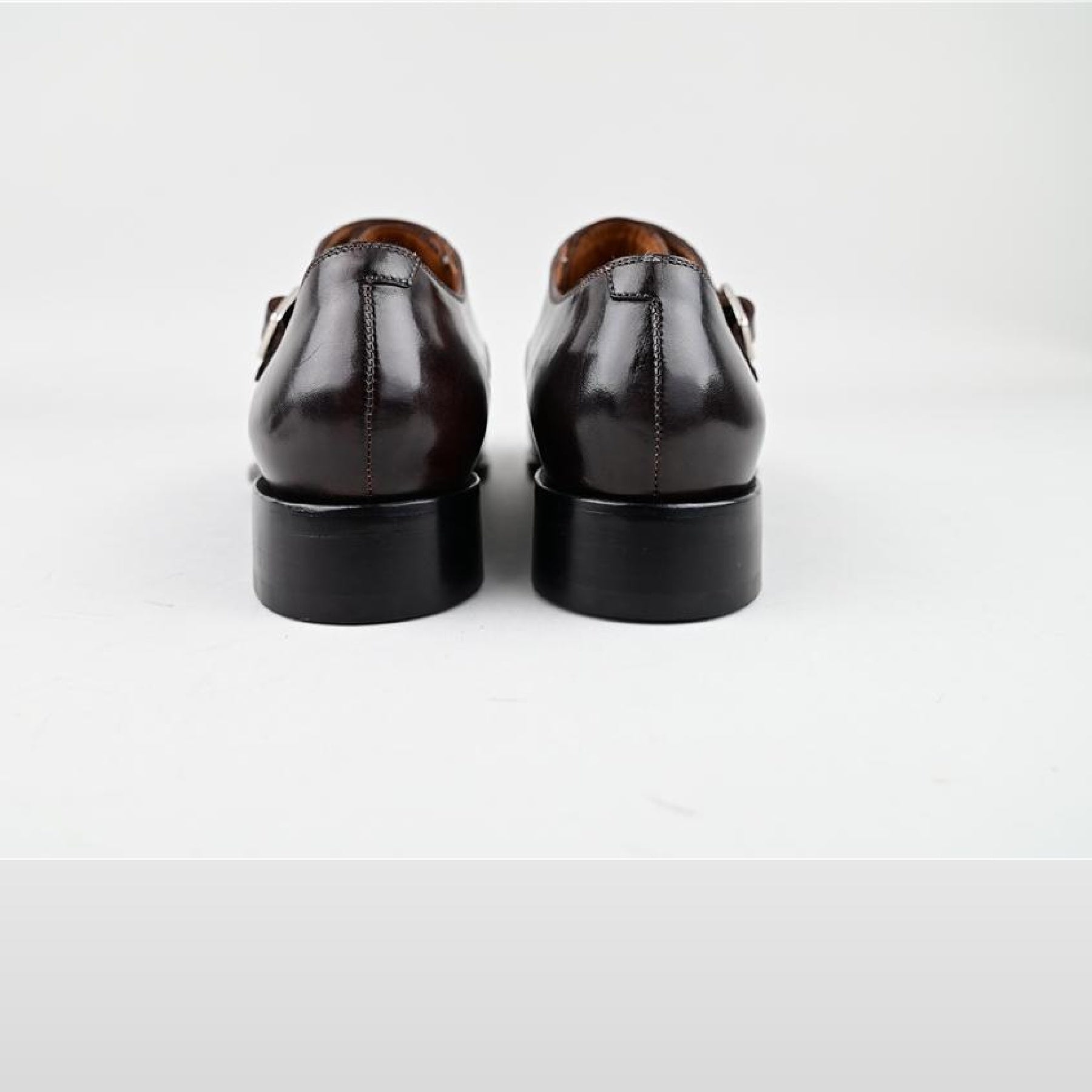 VSong Black Double Monkstraps Shoes Burnished Wedding Groom Shoes