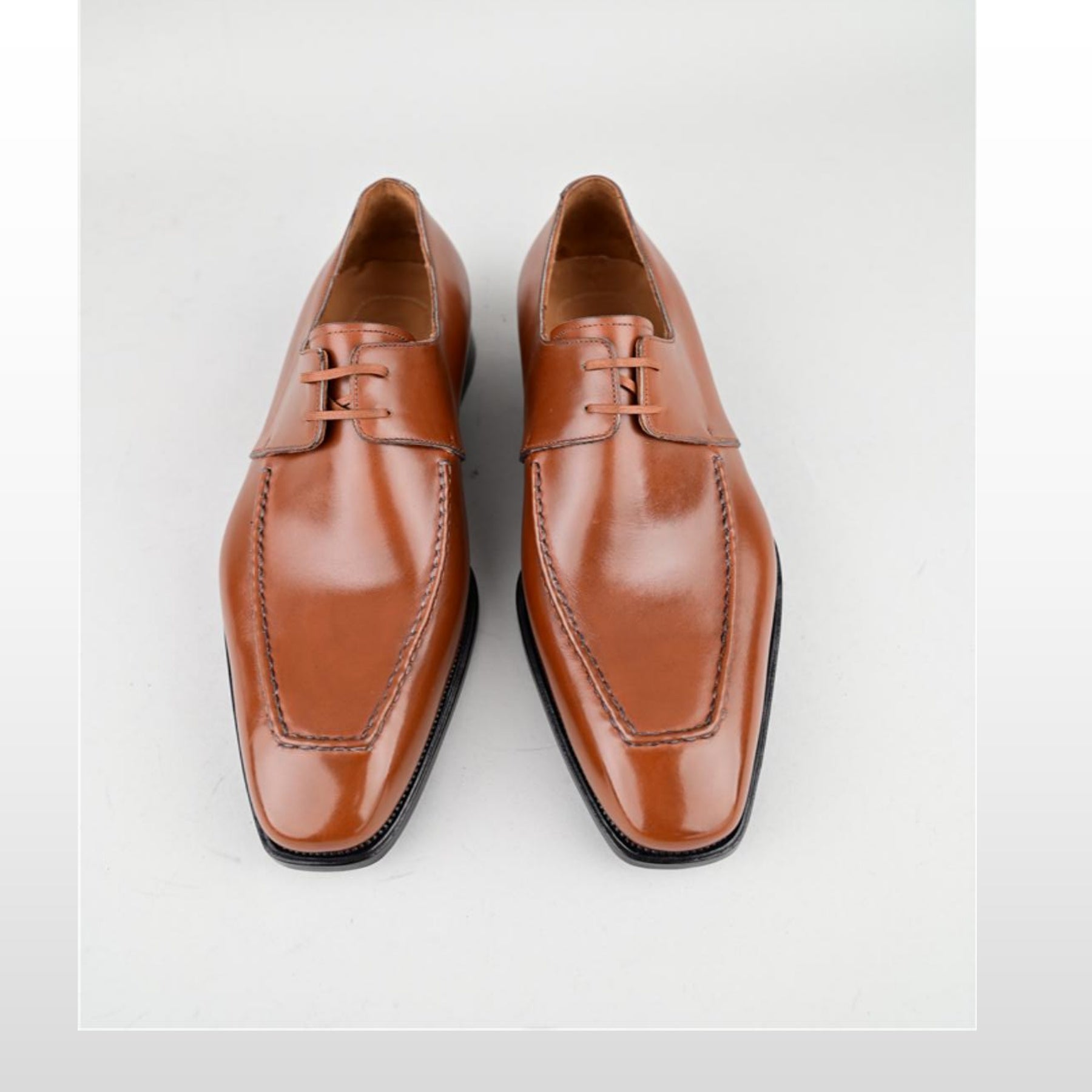 VSong Orange Derby Shoes for Men Goodyear Welted Business Social Shoes