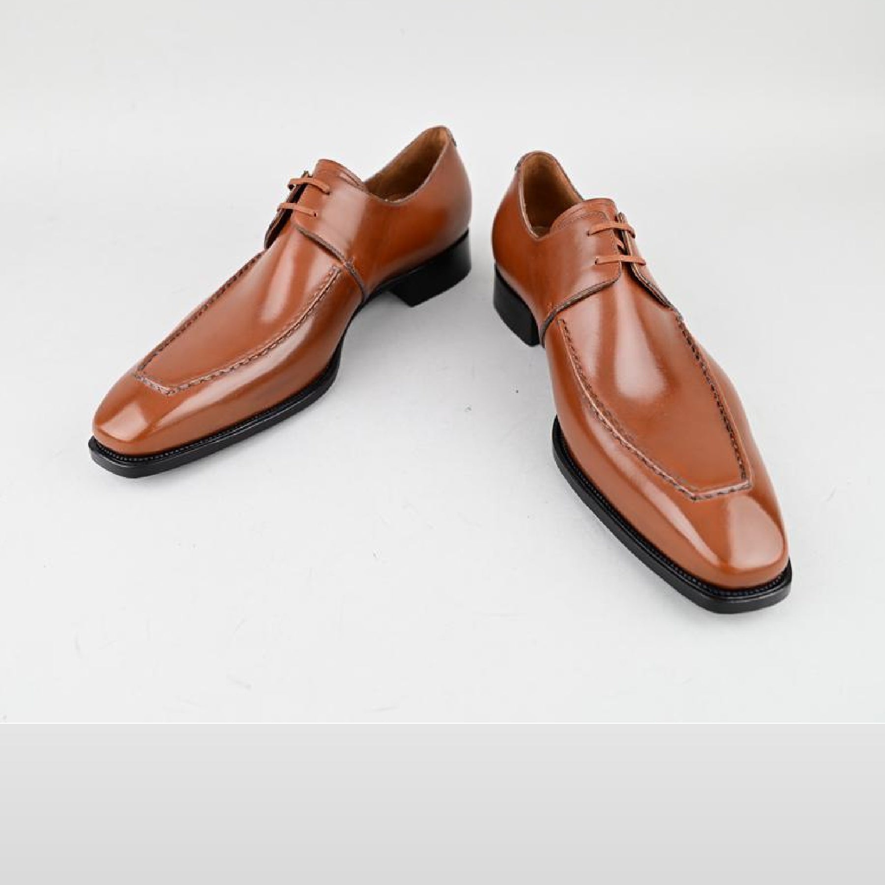 VSong Orange Derby Shoes for Men Goodyear Welted Business Social Shoes