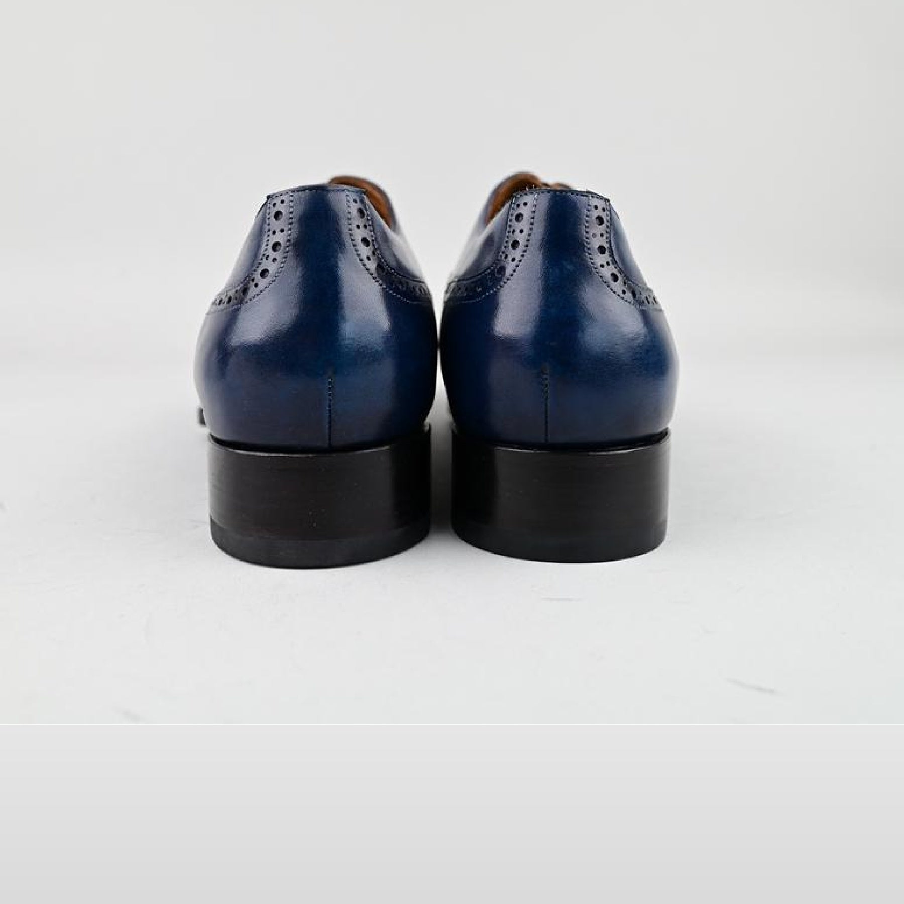 Vsong Blue Oxfords Cap Toe Shoes Goodyear Welted Mens Social Shoes