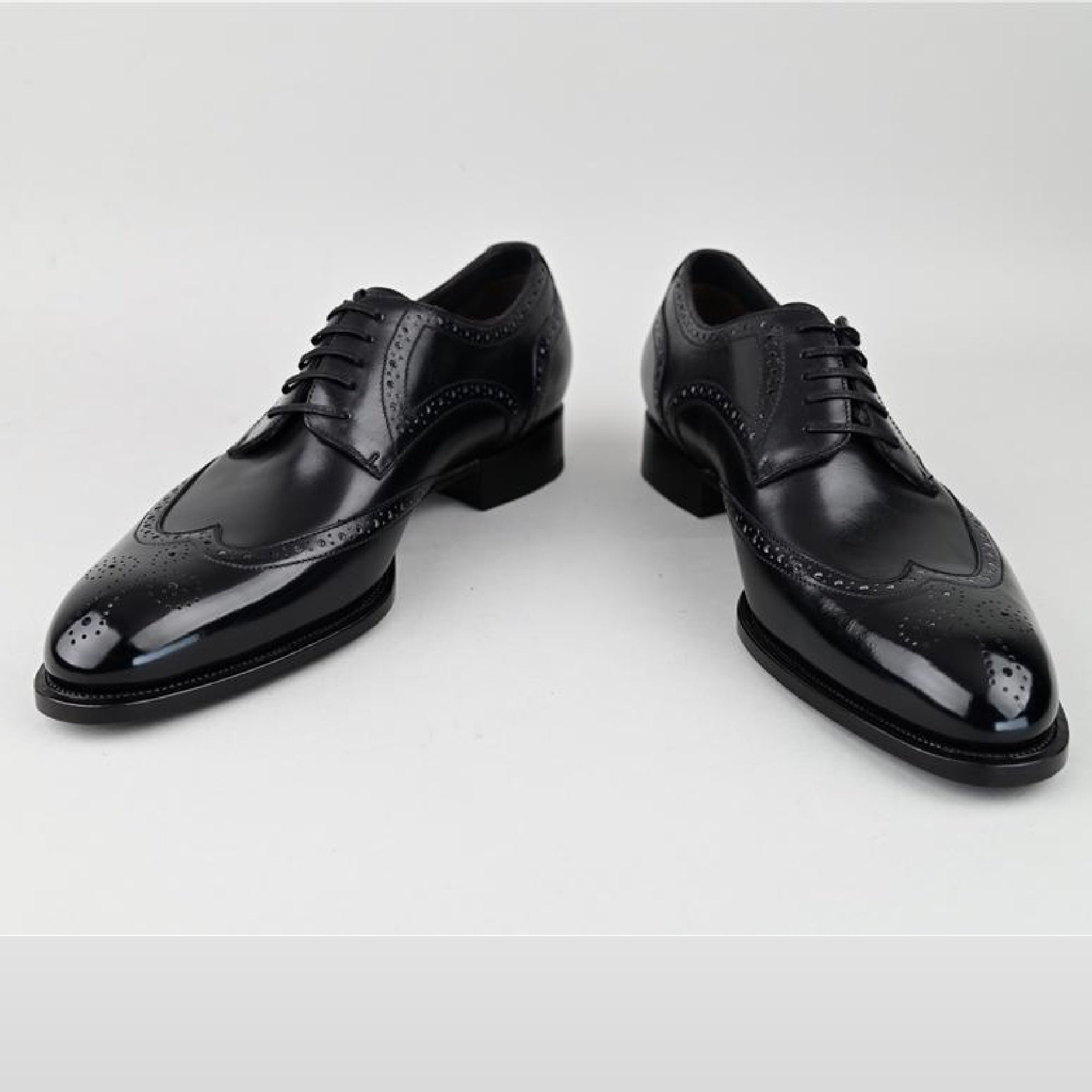 VSong Black Derby Shoes Wingtip Pointed Business Men Shoes