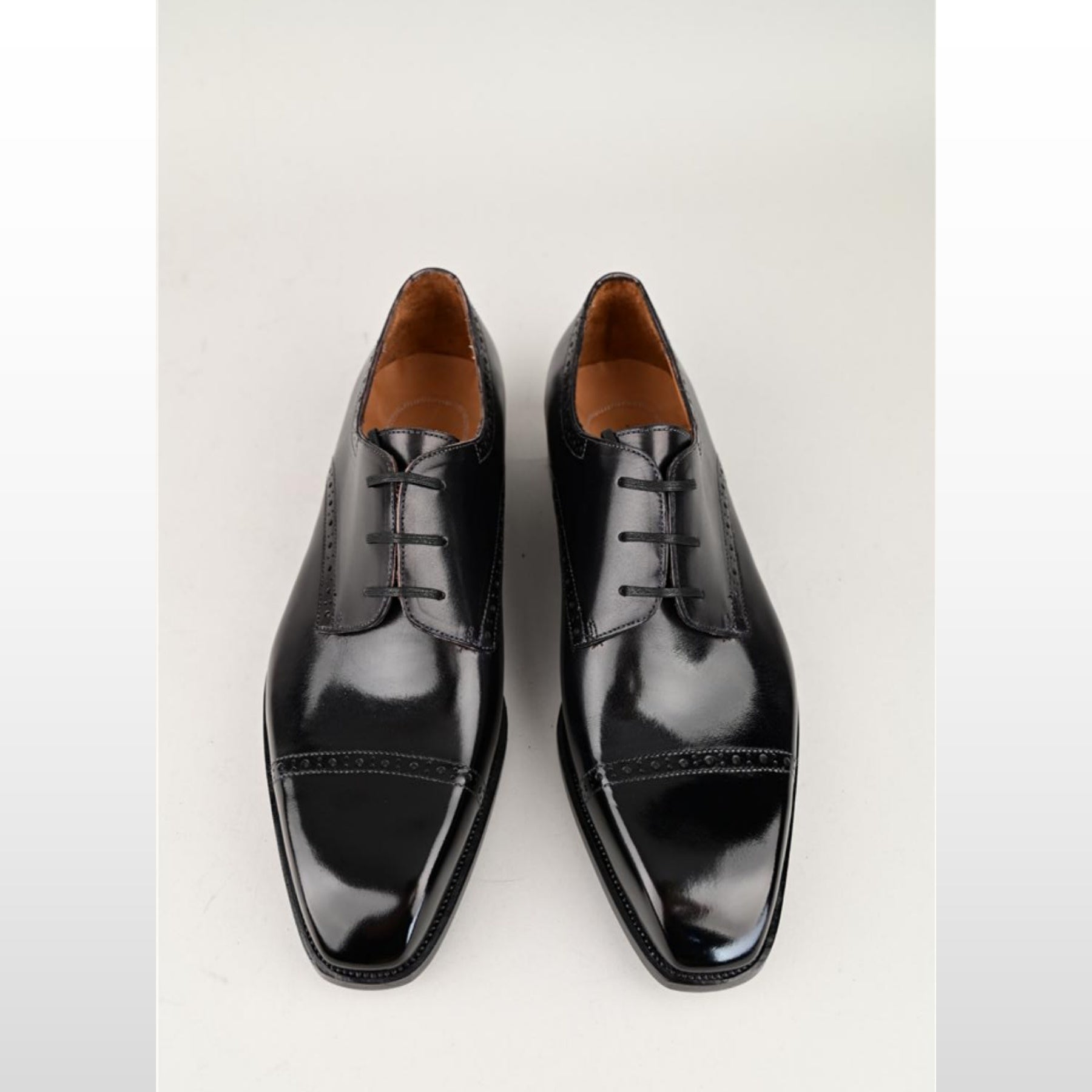 VSong MTO Black Derby Shoes Hand-Painted