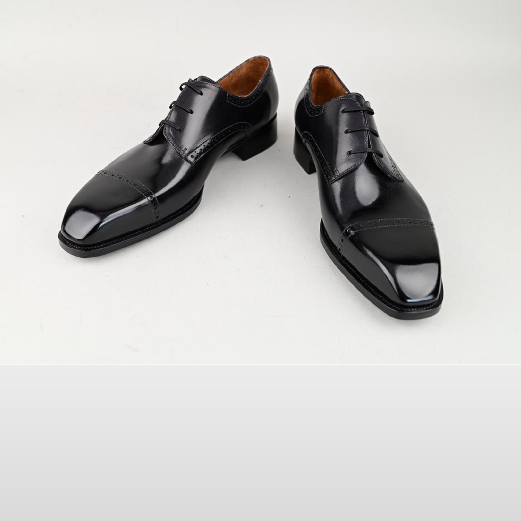 VSong MTO Black Derby Shoes Hand-Painted