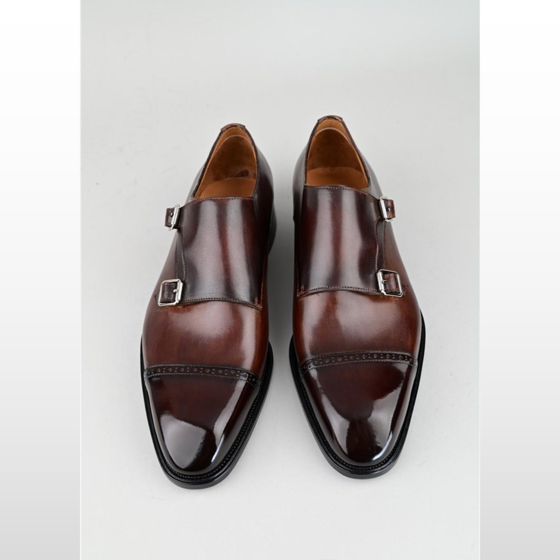 VSong MTO Brown Black Double Monkstrap Shoes