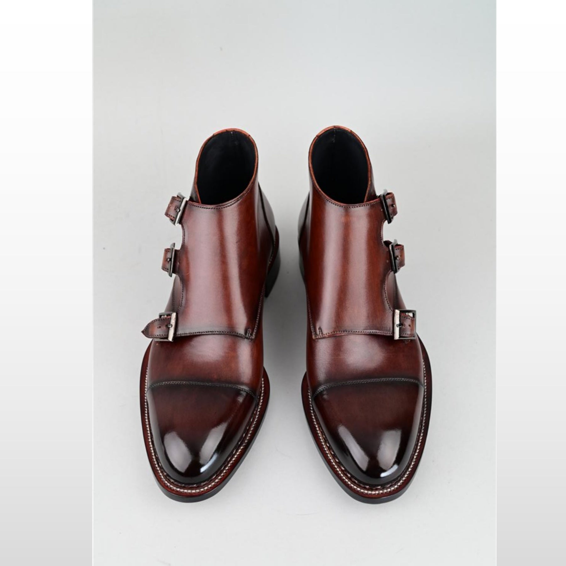 VSong MTO Brown Black Triple Monkstrap Boots