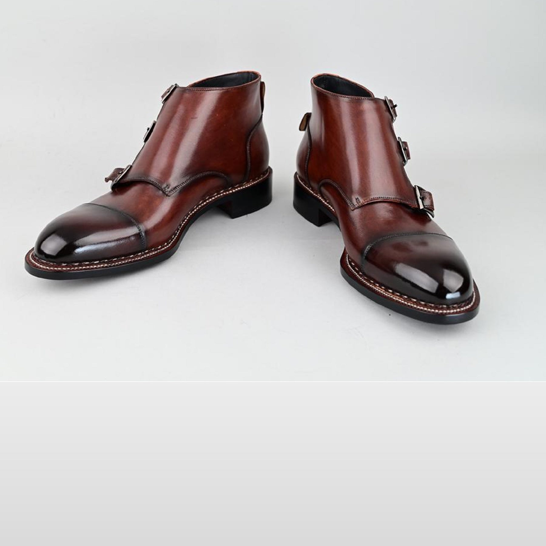 VSong MTO Brown Black Triple Monkstrap Boots