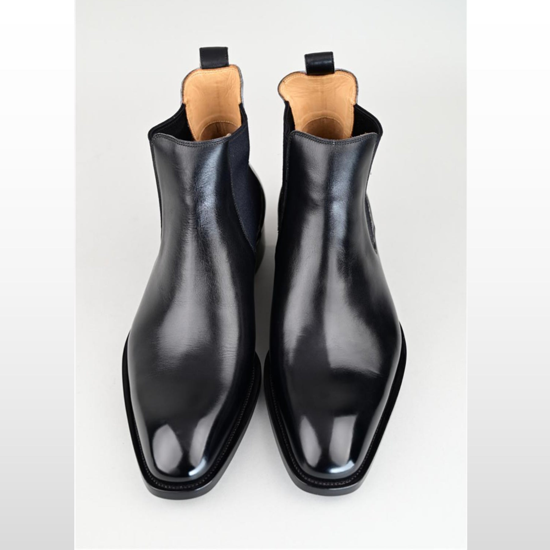 VSong Black Handpainted Woven Leather Chelsea Boots