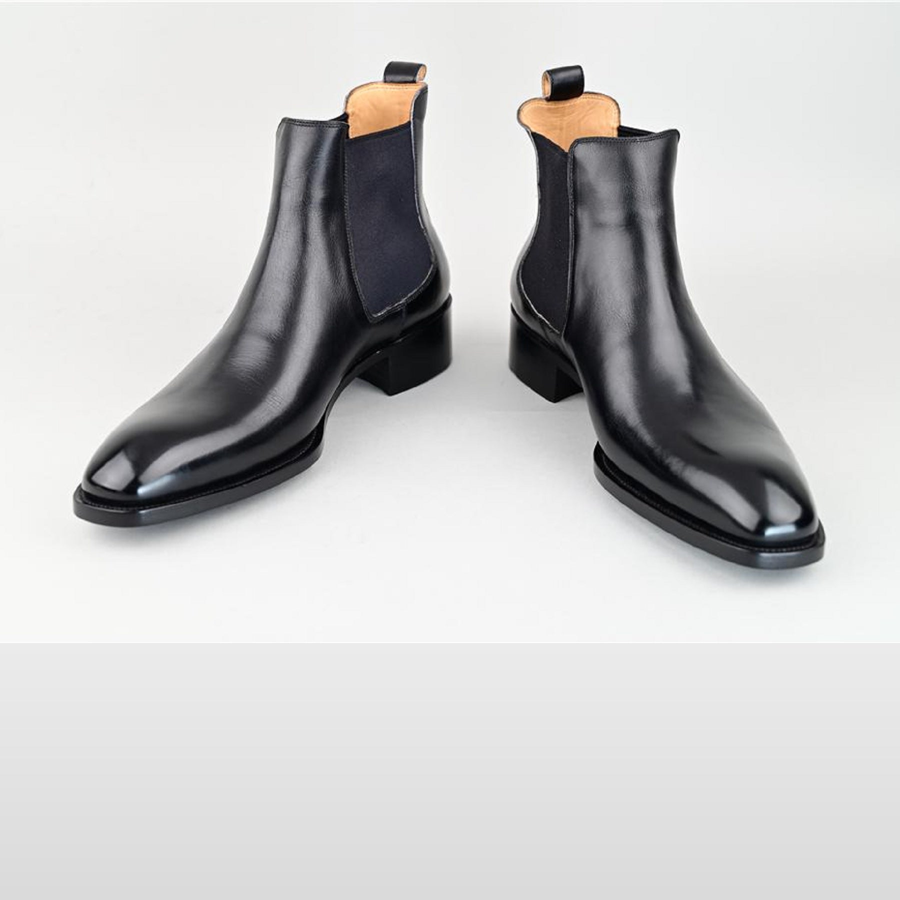 VSong Black Handpainted Woven Leather Chelsea Boots