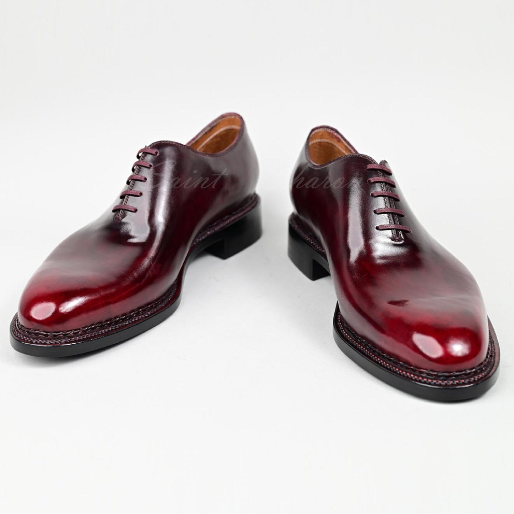 VSong Wine Norwegian Oxfords Shoes Goodyear Welted Wholecut Prom Mens Dress Shoe