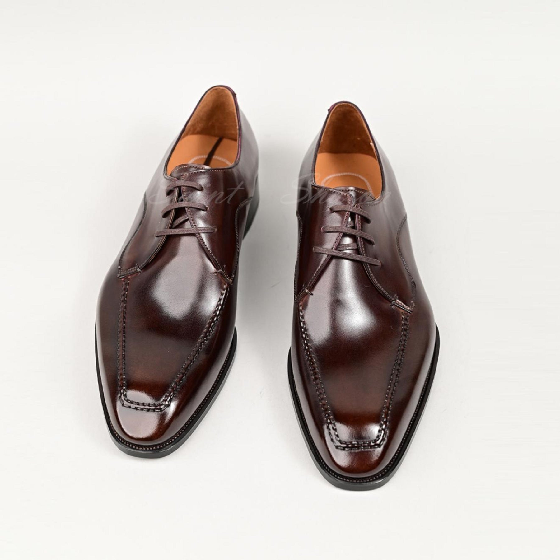 VSong Brown Derby Shoes for Men Leather Wedding Groom Shoes