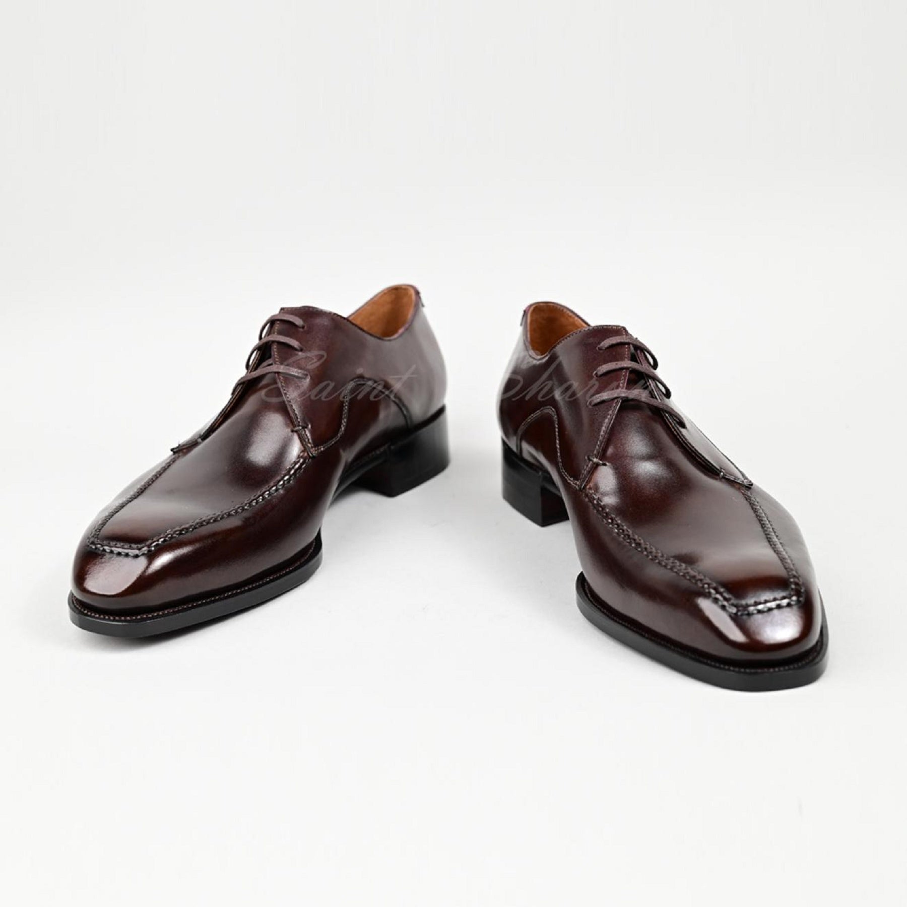 VSong Brown Derby Shoes for Men Leather Wedding Groom Shoes