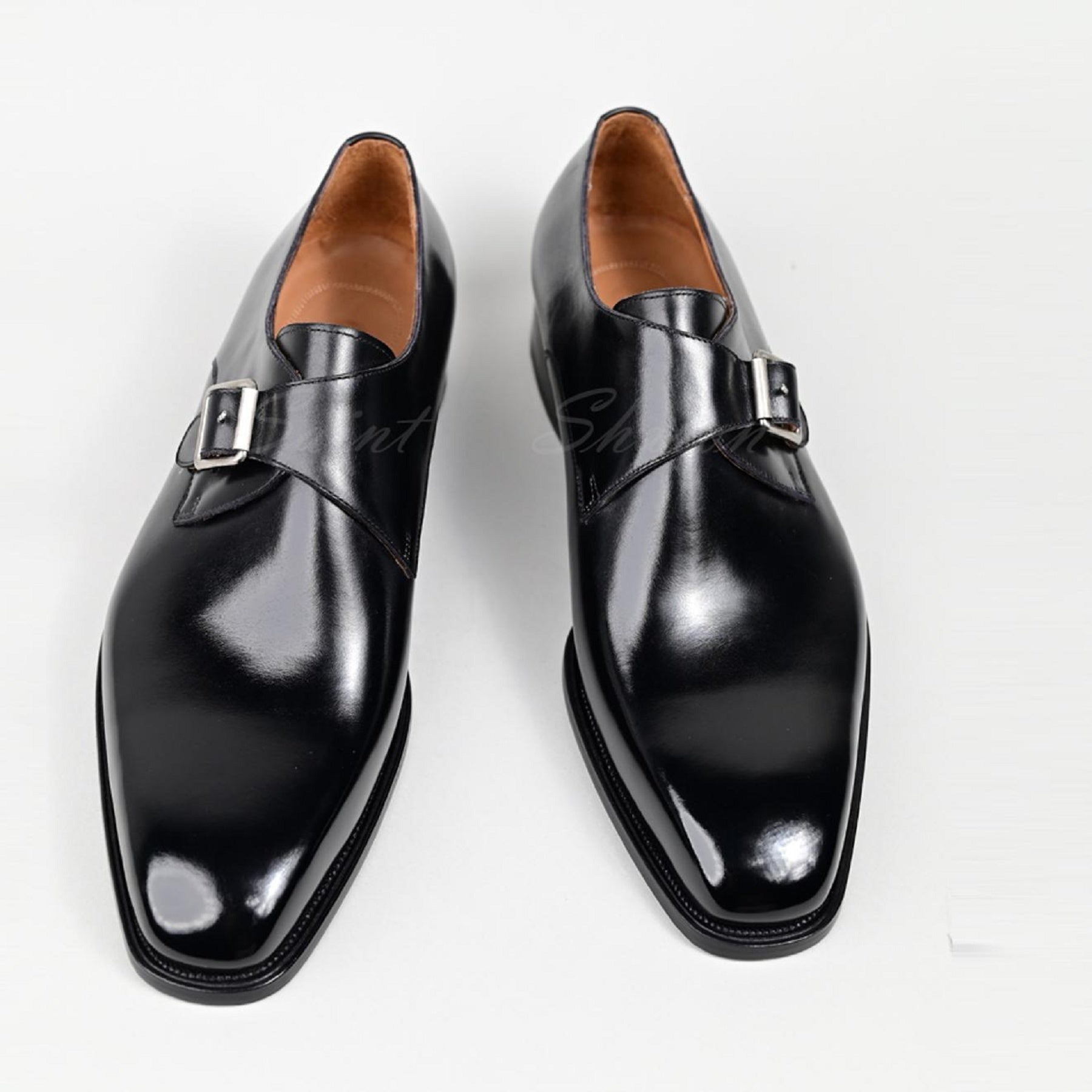 VSong MTO Black Mens Single Monkstraps