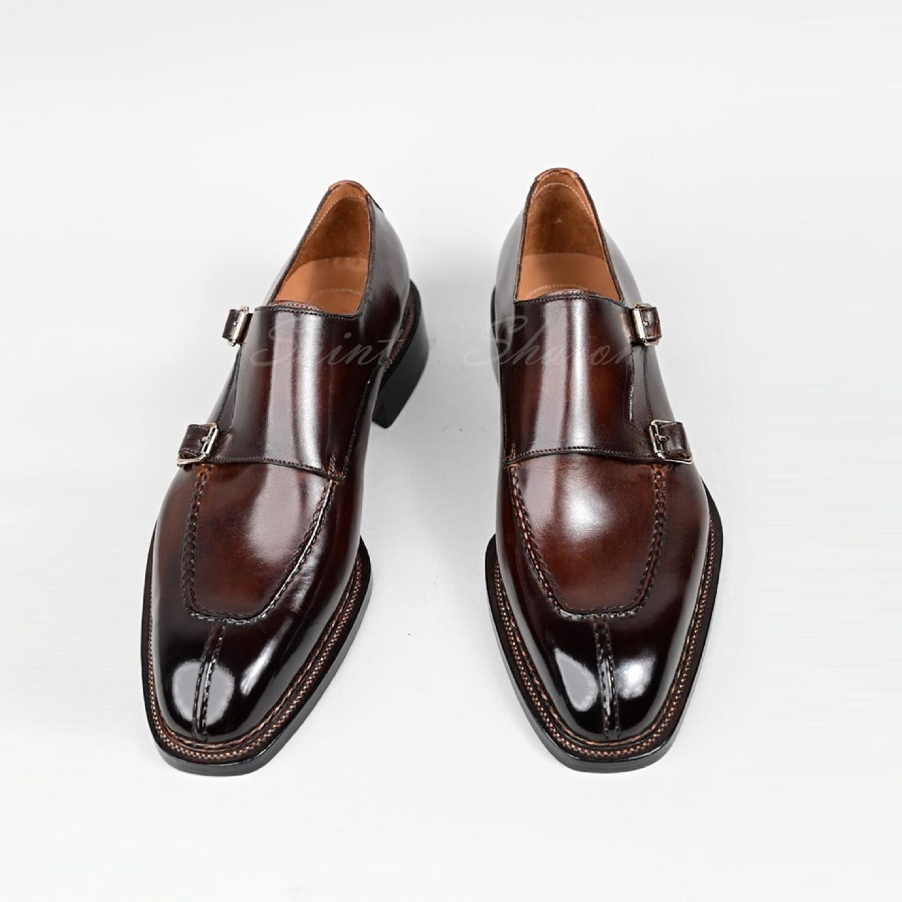 VSong MTO Brown Norwegian Double Monkstraps Shoes