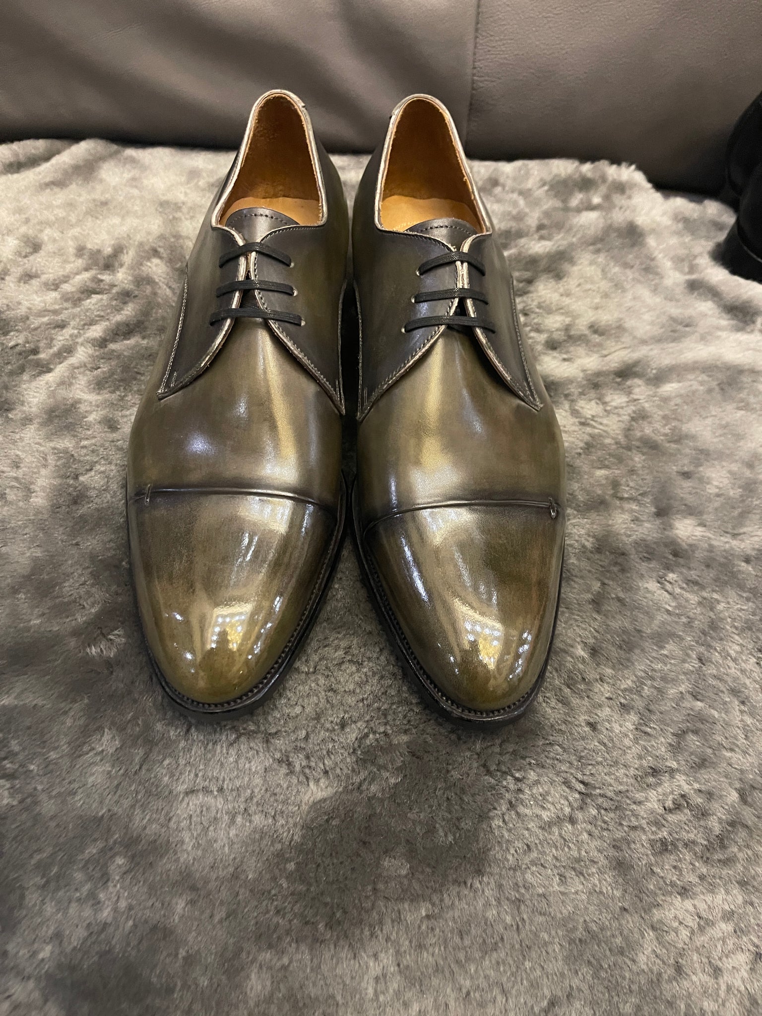 VSong Gray Oxfords Shoes Pointed Burnished Male Wedding Groom Shoes