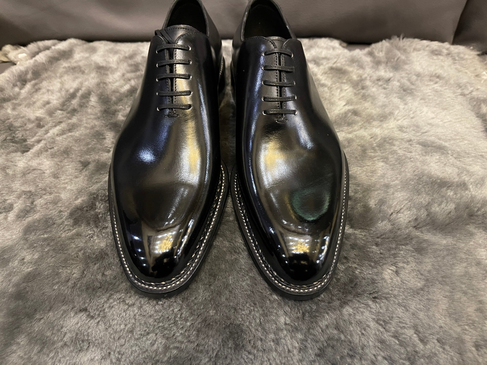 VSong Black Oxfords Shoes Norwegian Wholecut Leather Official Shoes