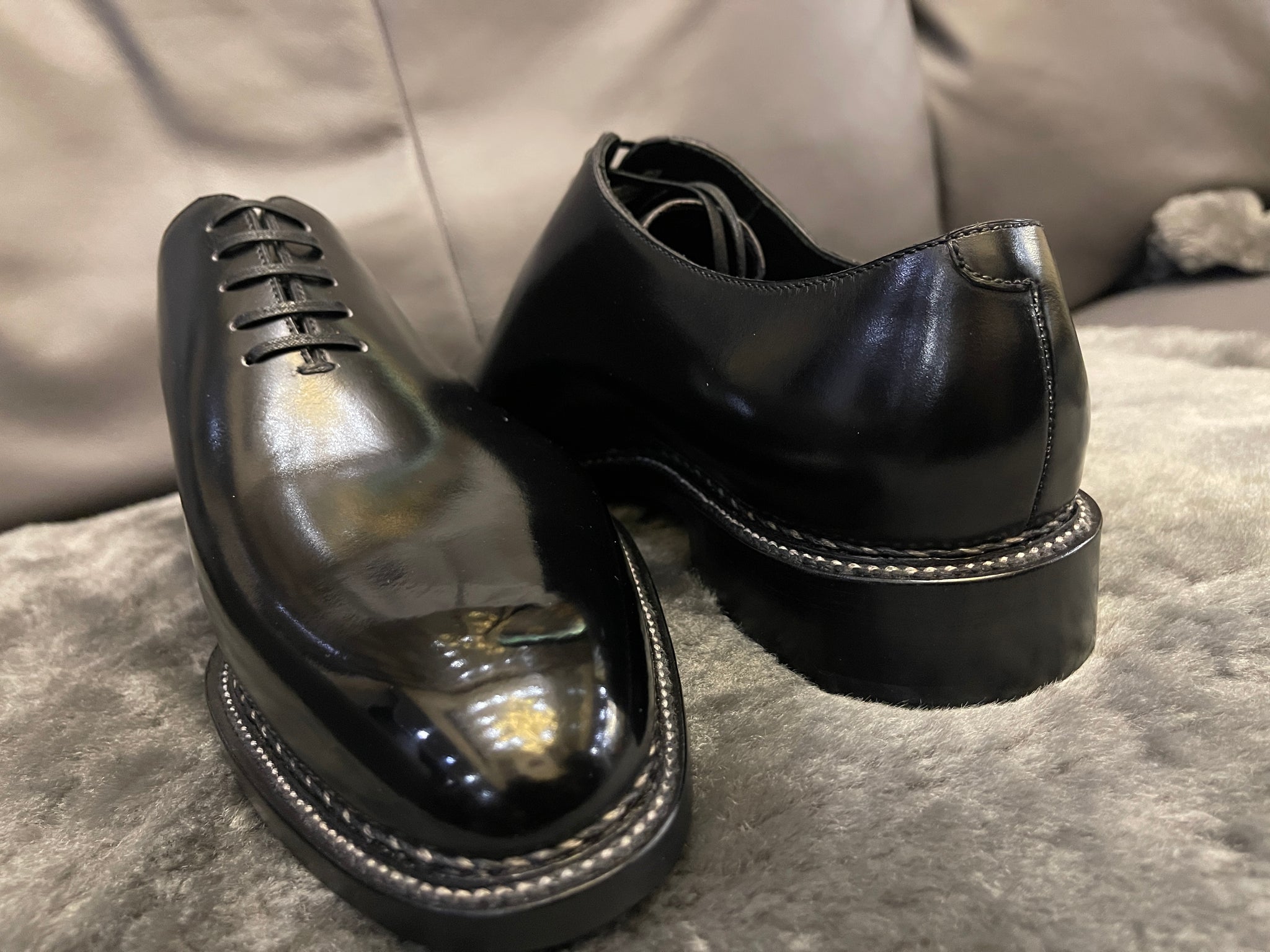 VSong Black Oxfords Shoes Norwegian Wholecut Leather Official Shoes