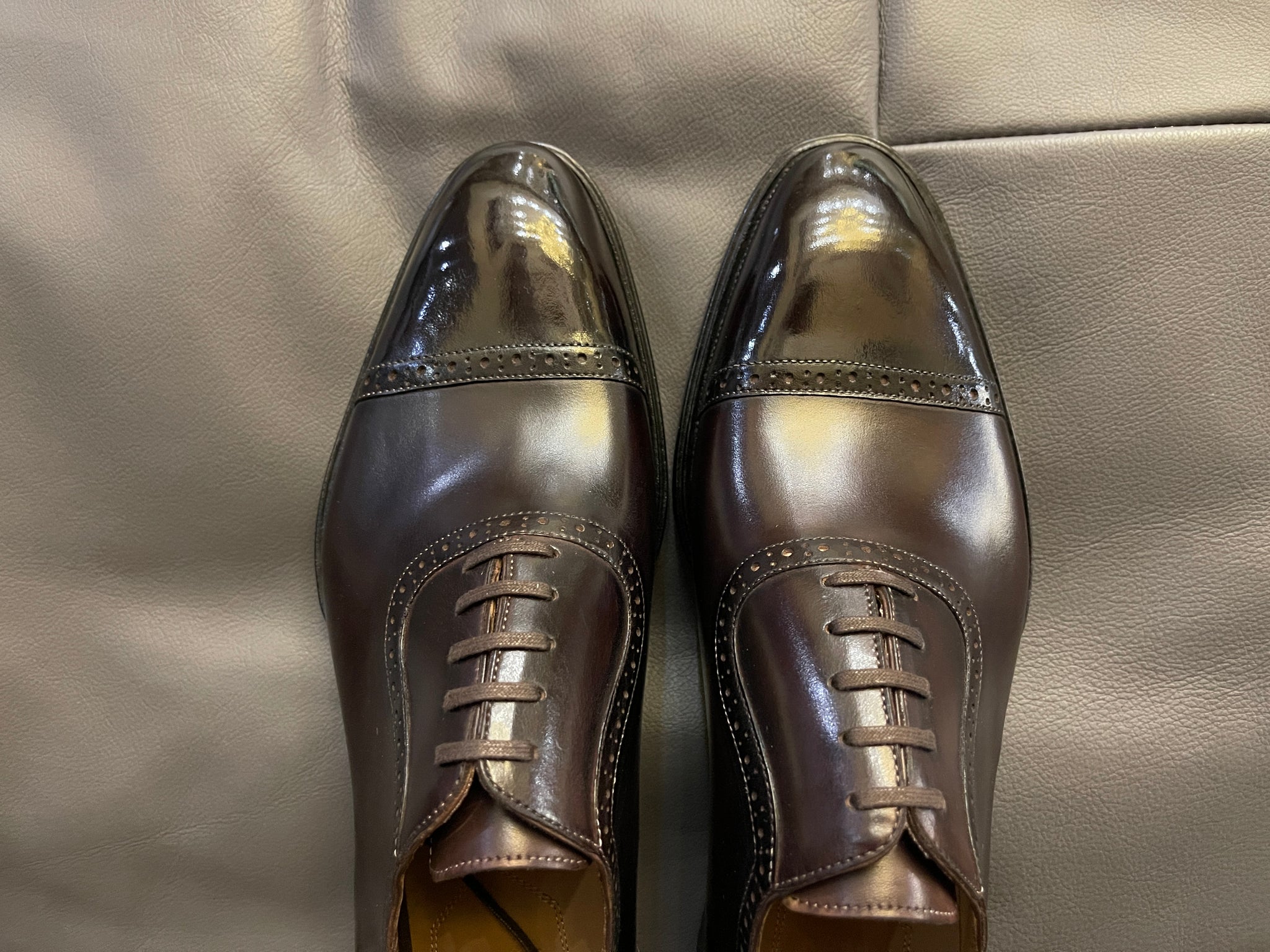 VSong Brown Oxfords Shoes Handsewn Goodyear Welted Men Dress Shoes