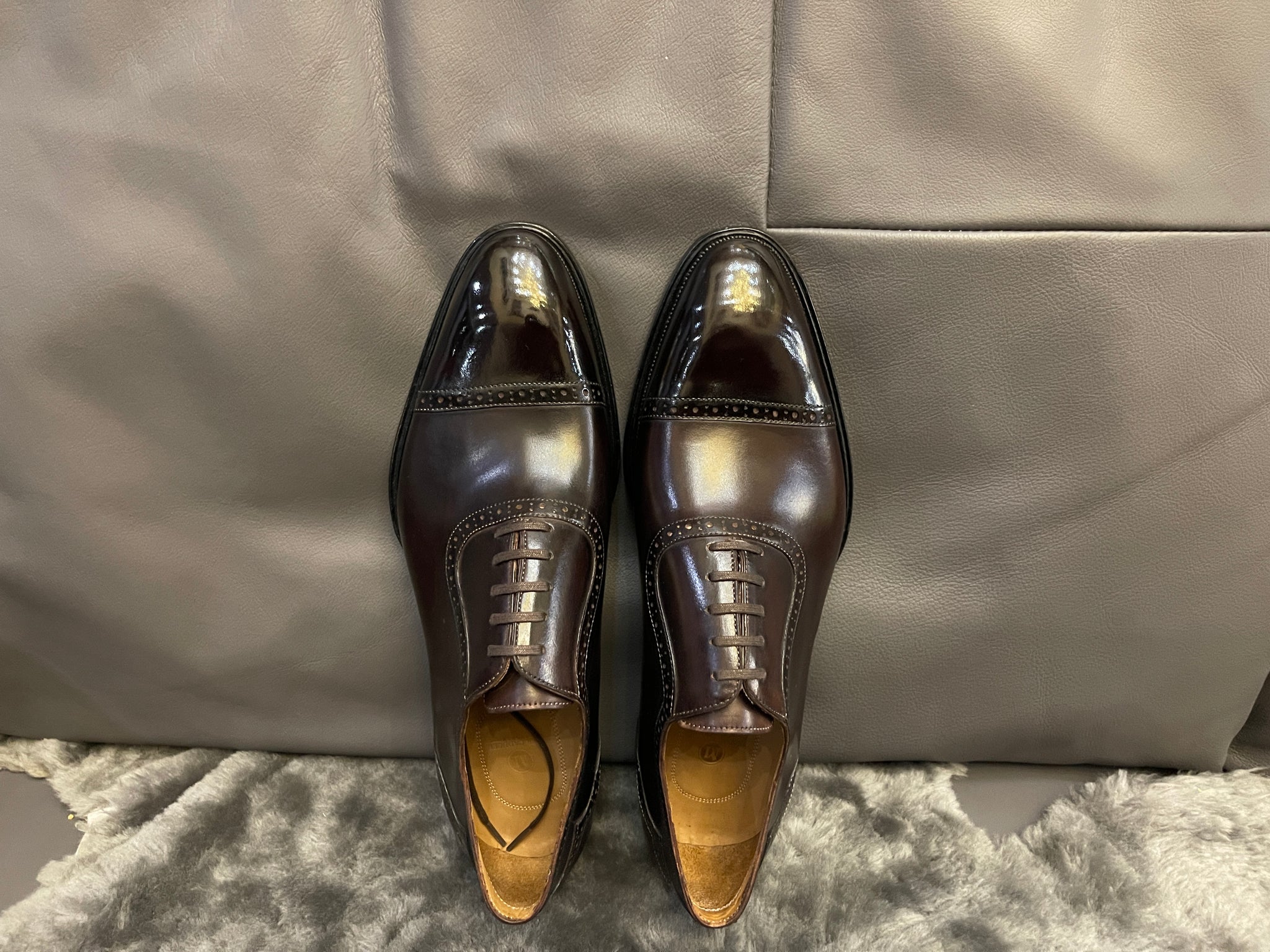 VSong Brown Oxfords Shoes Handsewn Goodyear Welted Men Dress Shoes