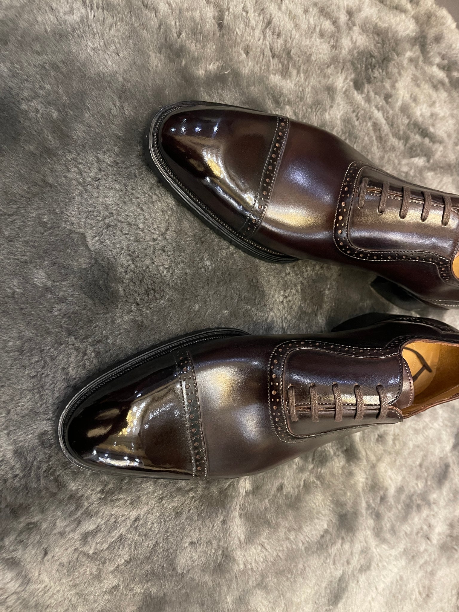 VSong Brown Oxfords Shoes Handsewn Goodyear Welted Men Dress Shoes