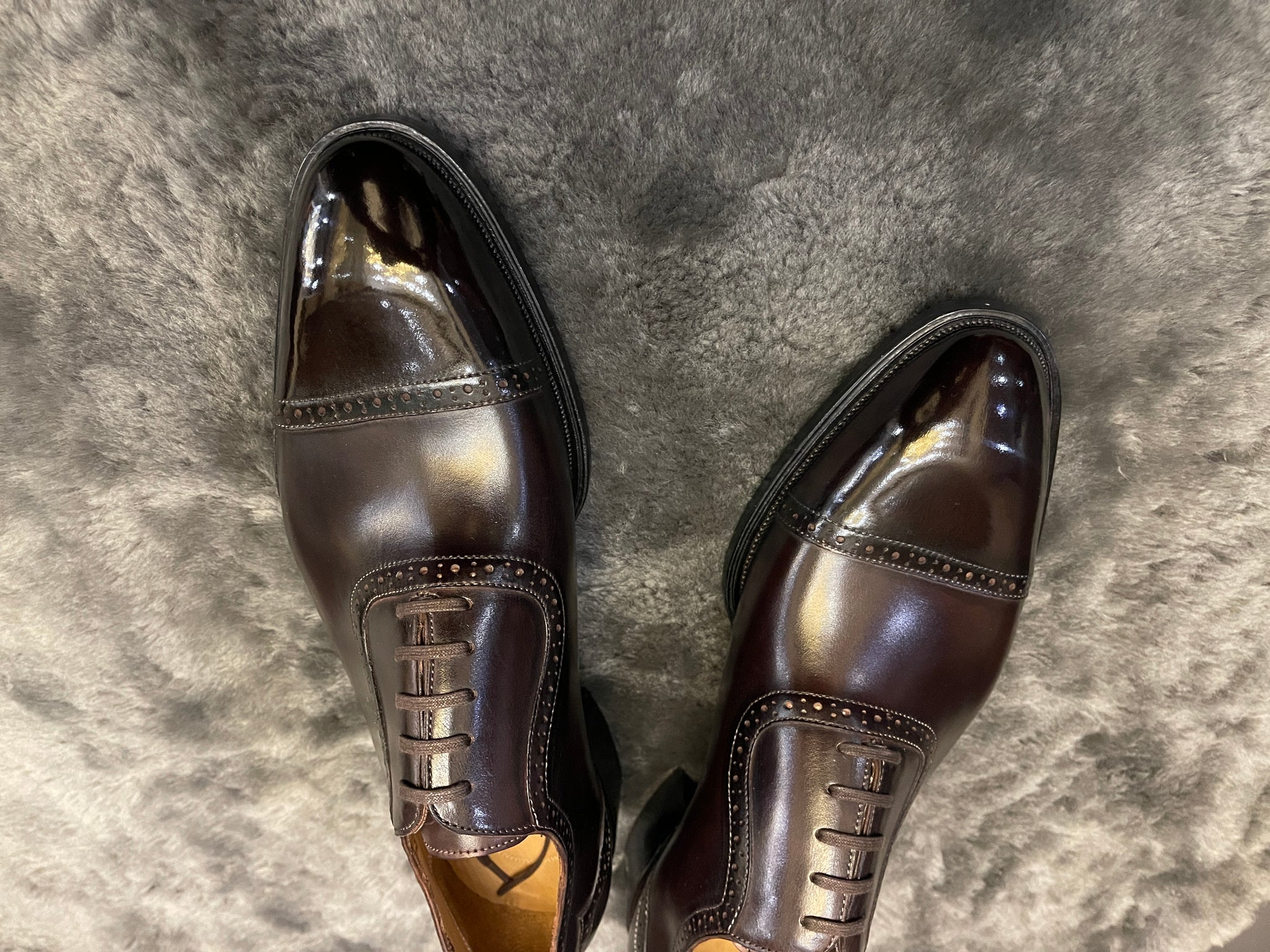 VSong Brown Oxfords Shoes Handsewn Goodyear Welted Men Dress Shoes