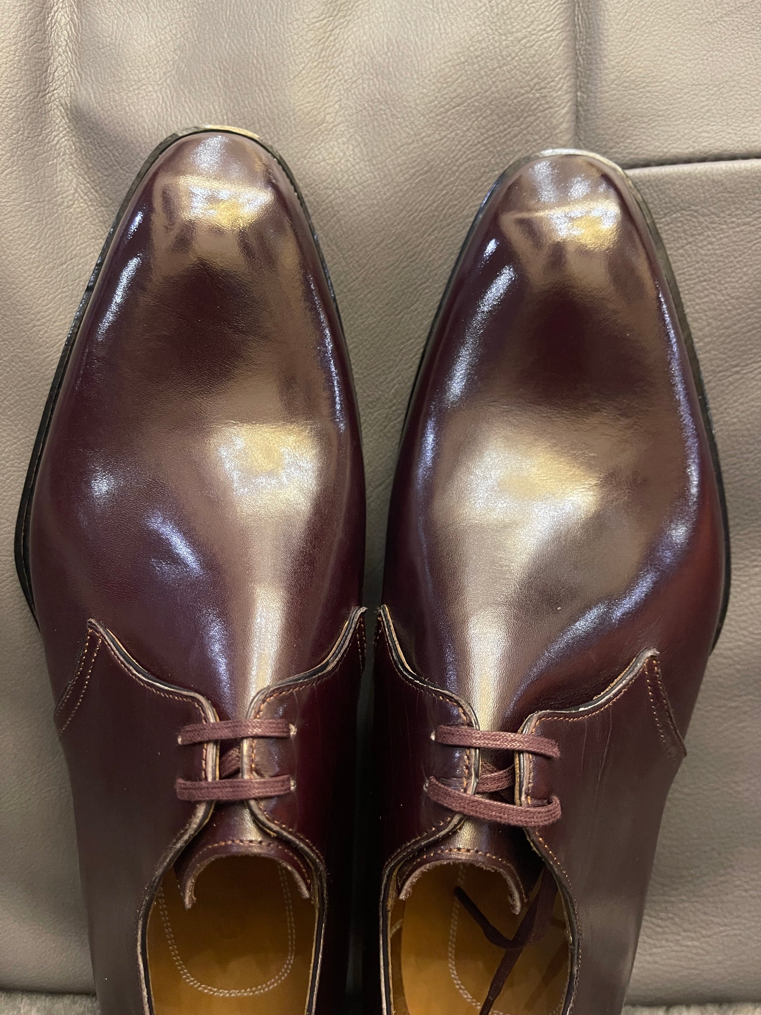 VSong Burgundy Derby Shoes Cap Toe Goodyear Welted Male Social Shoes