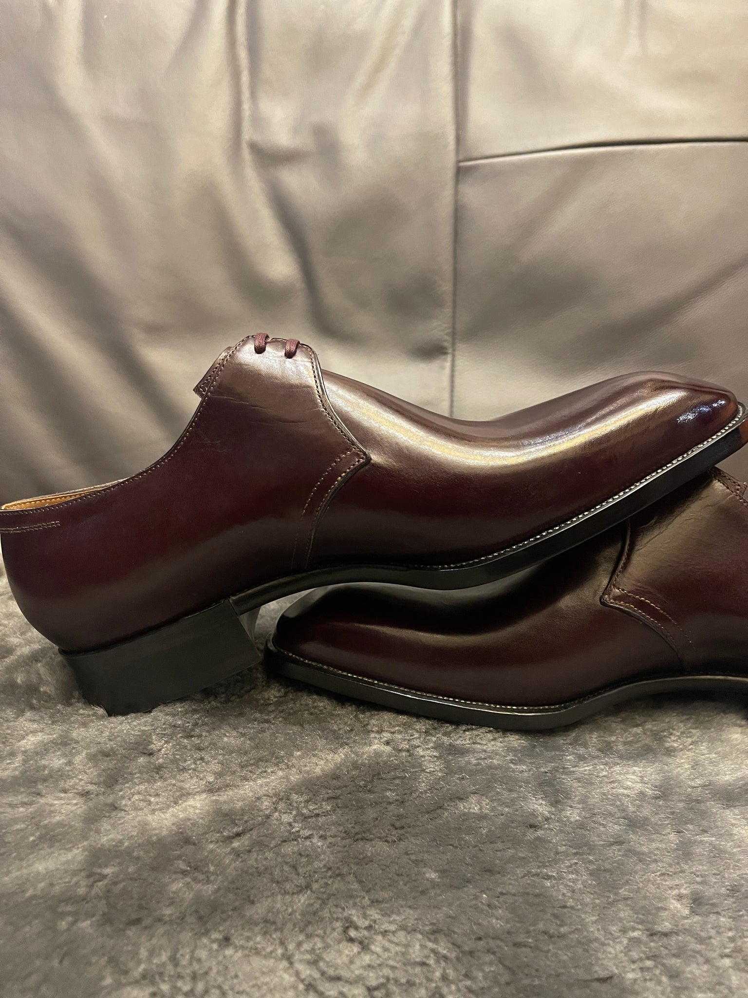 VSong Burgundy Derby Shoes Cap Toe Goodyear Welted Male Social Shoes