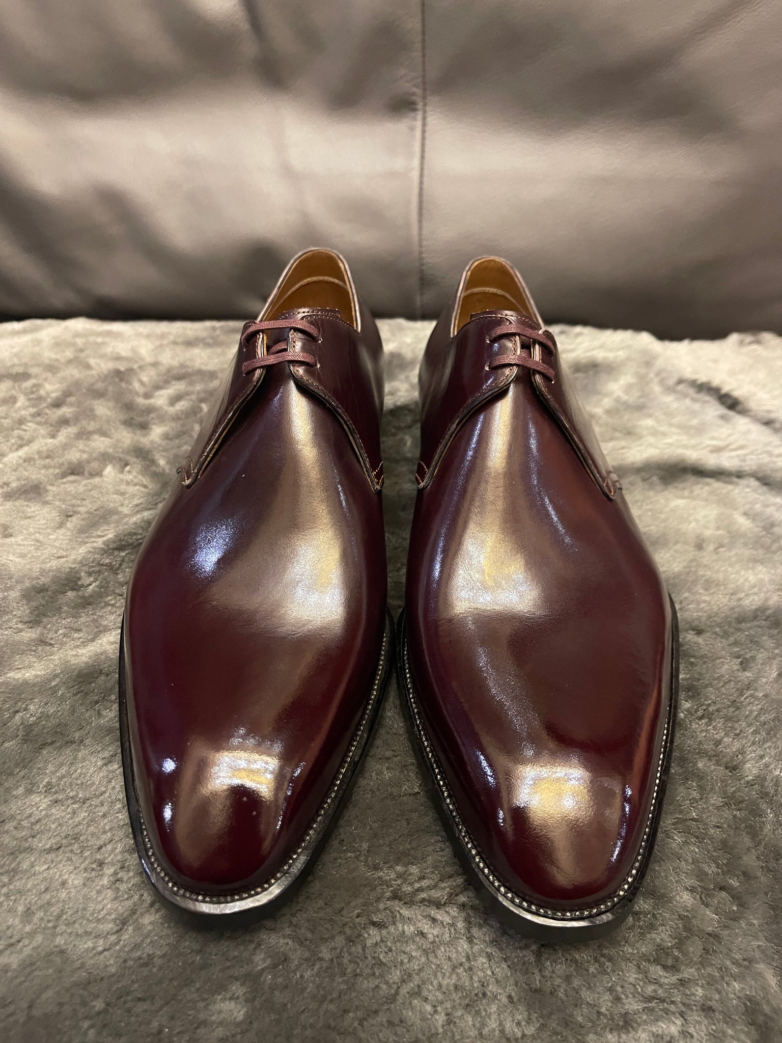 VSong Burgundy Derby Shoes Cap Toe Goodyear Welted Male Social Shoes