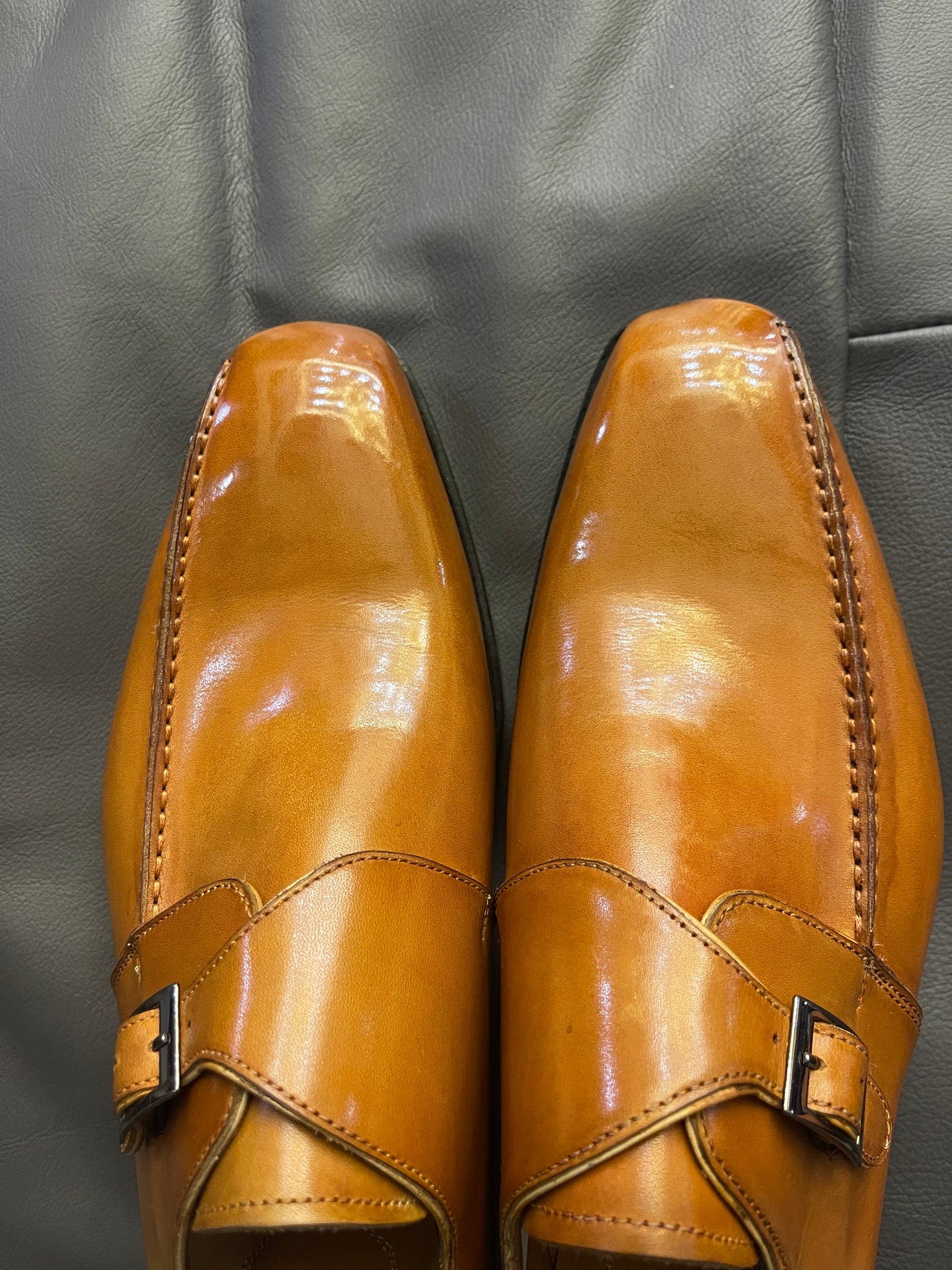 VSong Yellow Single Monkstraps Handsewn Side Cap Toe Men Shoes